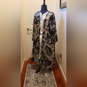 Lillian Floral Kimono with Black and Purple Design
